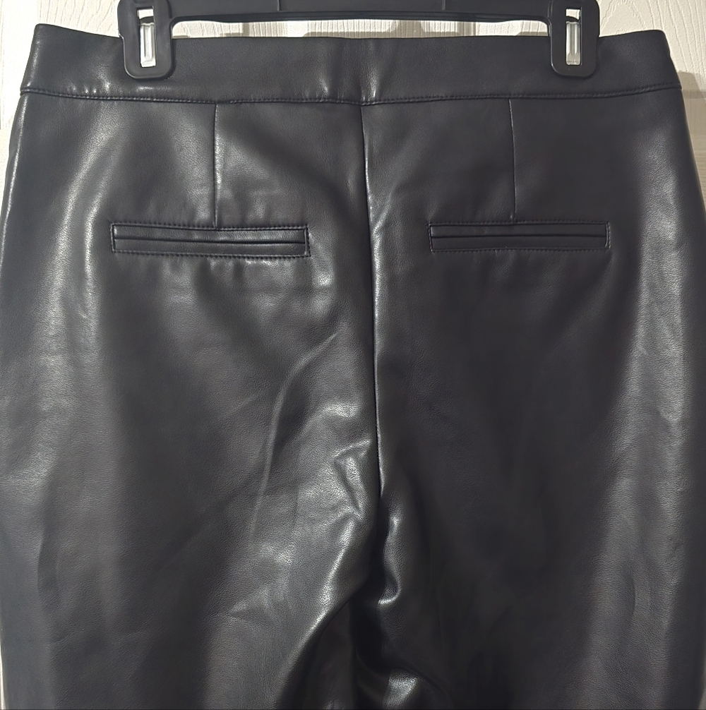 Bagatelle Faux Leather Cropped Wide Leg Trousers in Black, High Waist, EUC! - Picture 7 of 11